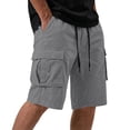 thumbnail image 1 of CCRFTGI Cargo Shorts for men With Elastic Drawstring Waist Lightweight Breathable Casual Work Shorts with Multi-Pockets Relaxed Fit Summer Shorts Gray 2XL, 1 of 6