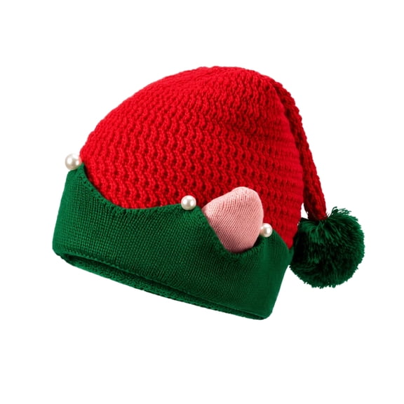 CCRFTGI Christmas Women Mens Hats Elf Ears Soft Warm Knitted Xmas Party Hat Unisex Pompom Crochet Elf Beanie Santa Cap Christmas Party Gift