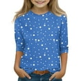 thumbnail image 1 of CCRFTGI Clothes Kids Size 15-16 Polka Dot Graphic 3/4 Sleeve Tween Girls Shirt Ropa Ninas 10/12 Y Crew Neck Shirts Fall Girls Clothes 14-16 Outfits Blue 15-16 Years, 1 of 4