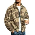 thumbnail image 1 of CCRFTGI Corduroy Jackets for Men Zip Up Bomber Vintage Casual Long Sleeve Lapel Collar Camo Relaxed Fit Fall Winter Jacket Brown S, 1 of 7
