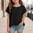 thumbnail image 1 of CCRFTGI Cute Linen Shirts for Children Girls Size 10-12 Short Sleeve Oversized Boho Crew Neck Summer Soft Tunic Blouses Beach Loose Comfy Girls Fashion Tops Black 7-8 Years, 1 of 4