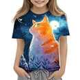 thumbnail image 1 of CCRFTGI Cute Shirts for Children Girls Size 8 Big Sister Outfit Short Sleeve Novelty Animal Print Tops Lightweight Crew Neck Tunic Tops Saffron 7-8 Years, 1 of 4