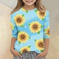 thumbnail image 1 of CCRFTGI Cute Shirts for Girls Size 6 Summer 3/4 Sleeve Sunflower Graphic Printed Tee Tops Casual Loose Comdy Girls Clothes Crew Neck Shirts Sky Blue 3-4 Years, 1 of 4