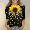 thumbnail image 1 of CCRFTGI Cute Shirts for Girls Size 7 3/4 Sleeve Sunflower Graphic Printed Girls Clothes Tee Tops Summer Trendy Loose Comdy Crew Neck T-Shirts Earthy Yellow 3-4 Years, 1 of 4
