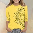 thumbnail image 1 of CCRFTGI Cute Shirts for Girls Size 7-8 3/4 Sleeve Sunflower Graphic Printed Girls Fashion Tee Tops Summer Trendy Loose Comdy Crew Neck T-Shirts Ginger 12-13 Years, 1 of 4