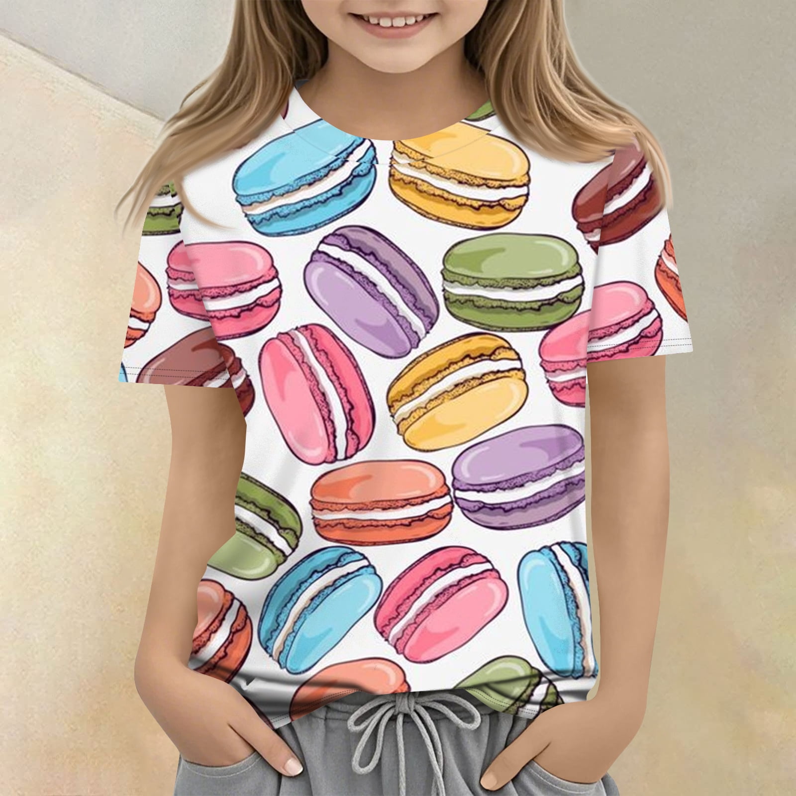CCRFTGI Cute Shirts for Kids Girls 10-12 Short Sleeve Donut Print Tween ...