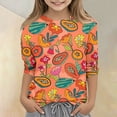 thumbnail image 1 of CCRFTGI Cute Shirts for Kids Girls Size 7 Summer 3/4 Sleeve Fruit Print Tee Tops Casual Loose Comdy Clothes for Teen Girls Crew Neck Shirts Orange 12-13 Years, 1 of 4