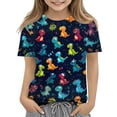 thumbnail image 1 of CCRFTGI Cute Shirts for Kids Girls Size 6-7 Big Sister Outfit Short Sleeve Trendy Animal Print Tops Casual Crew Neck Tunic Tops Black 2-3 Years, 1 of 4