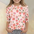 thumbnail image 1 of CCRFTGI Cute Teen Girl Shirts Size 10-12 3/4 Sleeve Food Graphic Big Sister Outfit Tee Shirts Summer Trendy Soft Lightweight Crew Neck Shirts Light pink 12-13 Years, 1 of 4