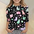thumbnail image 1 of CCRFTGI Cute Teen Girl Shirts Size 10-12 Summer 3/4 Sleeve Animal Print Tee Tops Trendy Loose Comdy Clothes for Teen Girls Crew Neck Shirts Black 9-10 Years, 1 of 4