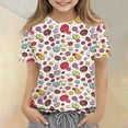 thumbnail image 1 of CCRFTGI Cute Teen Girl Shirts Size 10-12 Summer Short Sleeve Fruit Print Tee Tops Casual Loose Comdy Girls Clothes Crew Neck Shirts Multicolor 7-8 Years, 1 of 4