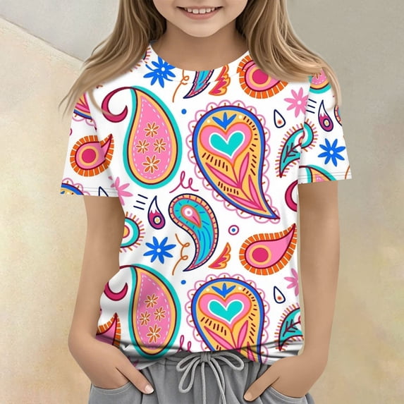 CCRFTGI Cute Teen Girl Shirts Size 7-8 Short Sleeve Fruit Print Tween Girls Trendy Clothes Tee Shirts Summer Trendy Soft Lightweight Crew Neck T-Shirts Blue 12-13 Years