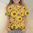 thumbnail image 1 of CCRFTGI Cute Tops for Kids Girls 10-12 Summer Short Sleeve Sunflower Print Tee Shirts Trendy Soft Lightweight Clothes for Teen Girls Crew Neck Shirts Saffron 12-13 Years, 1 of 4
