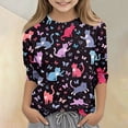 thumbnail image 1 of CCRFTGI Cute Tops for Kids Girls Size 10-12 3/4 Sleeve Animal Print Girls Fashion Tee Shirts Summer Casual Loose Comdy Crew Neck T-Shirts Navy 11-12 Years, 1 of 4