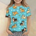 thumbnail image 1 of CCRFTGI Cute Tops for Kids Girls Size 10-12 Summer Short Sleeve Animal Print Tee Shirts Trendy Soft Lightweight Tween Girls Trendy Clothes Crew Neck Shirts Sky Blue 7-8 Years, 1 of 4