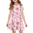 thumbnail image 1 of CCRFTGI Dresses for Child Girls Size 8 Basic Short Sleeve 2026 Summer A Line Swing Skater Dress Funny Floral Print Dresses Party Girls Clothes Fashion Pink 11-12 Years, 1 of 5