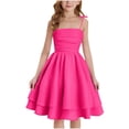 thumbnail image 1 of CCRFTGI Dresses for Kids Girls Size 10-12 Summer Sleeveless Tie Shoulder Flowy Cami Dress Ruched Girls Fashion Layered Ruffle Kawaii Short Smocked Summer Dresses Hot Pink 12-13 Years, 1 of 8