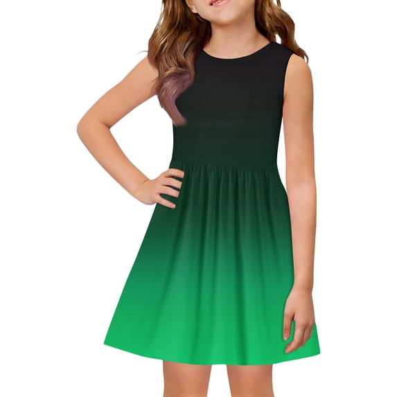 CCRFTGI Dresses for Kids Girls Size 8 Mini Green Gradient Dress Party Wedding Sleeveless Girls Dresses 2026 Summer Trendy Special Occasion Dress for Girls Green 2-3 Years