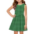 thumbnail image 1 of CCRFTGI Dresses for Kids Girls Size 8 Mini Green Plaid Dress Holiday Wedding Sleeveless Girls Dresses Summer Trendy Casual Beach Fancy Dresses Green 7-8 Years, 1 of 4