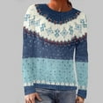 thumbnail image 1 of CCRFTGI Fair Isle Sweater Women 2025 Fashion Long Sleeve Knit Sweater Pullover Casual Vintage Pullover Loose Crewneck Pullover Top Sky Blue L, 1 of 5