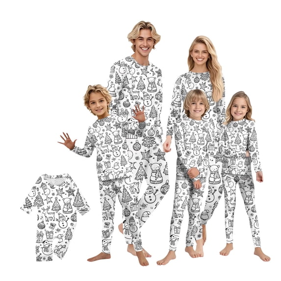 CCRFTGI Family Matching Pajama Set Colorable Diy Hand Painted Tops and Pants Set 2 Piece Cartoon Color Your Own Pajamas Funny Cute Coloring Pajama Set Kids 3 Years