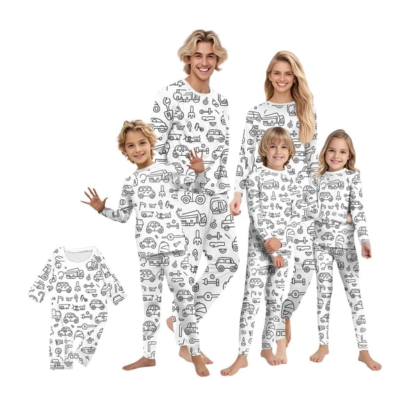 CCRFTGI Family Matching Pajama Set Colorable Diy Hand Painted Tops and Pants Set 2 Piece Cartoon Color Your Own Pajamas Funny Cute Coloring Sleepwear Set Baby 18 Months