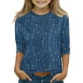 thumbnail image 1 of CCRFTGI Girls 12-14 Clothes Ropa Niña 3/4 Length Sleeve Tween Girls Tops Crewneck Floral Graphic Shirts Spring Girls 12-14 Clothes Navy 10-11 Years, 1 of 5