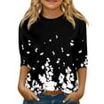 thumbnail image 1 of CCRFTGI Girls 3/4 Sleeve Shirts Fall Black Shirts Size 10-12 Cute Girls Tops Trendy Crewneck Tee Shirts Kids Tween Girls Floral Print Clothes Black 9-10 Years, 1 of 4