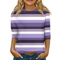 thumbnail image 1 of CCRFTGI Girls 3/4 Sleeve Shirts Fall Cute Plain Shirts Size 10-12 Kids Crew Neck T-shirts Trendy Girls Tops Tween Girls Striped Clothes Light Purple 10-12 Years, 1 of 4