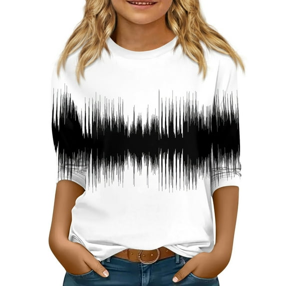 CCRFTGI Girls 3/4 Sleeve Shirts Black Girls Tops Trendy Size 10-12 Cute Shirt Kids Crew Neck Tee Shirts Basic Tween Girls Tie Dye Clothes White 14-16 Years