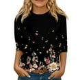 thumbnail image 1 of CCRFTGI Girls 3/4 Sleeve Shirts Trendy Multicolor Shirts Size 10-12 Cute Girls Tops Shirt Kids Crewneck Ribbed Knit Tee Shirt Plain Tween Girls Floral Print Clothes Multicolor 10-12 Years, 1 of 4