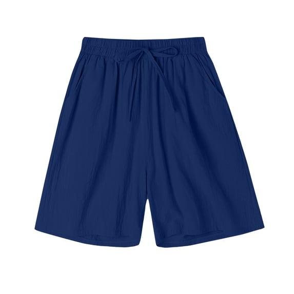 CCRFTGI Girls Athletic Shorts 10-12 Casual Elastic Pants Lightweight Cotton Linen 2026 Summer Girls Fashion Shorts Navy 10-11 Years