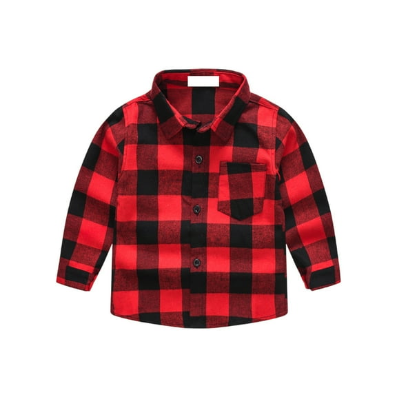 CCRFTGI Girls Boys Plaid Shirt Essentials Long Sleeve Outfits Casual Size 6 Button Down Fall Trendy Shirts Vermilion 11-12 Years