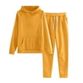 thumbnail image 1 of CCRFTGI Girls Boys Sweatsuit 2 Piece Essentials Casual Sweatsuit Set Jogging Fall Long Sleeve Jogger Sweatpants and Hooded Sweatshirt Clothing Sets Yellow 7-8Y, 1 of 3