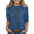 thumbnail image 1 of CCRFTGI Girls Clothes Size 5-7 Floral Print 3/4 Sleeve Tween Girls Shirt Preppy Crew Neck Shirts Spring Girl Clothes Size 14 Sale Navy 5-7 Years, 1 of 5