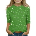 thumbnail image 1 of CCRFTGI Girls Clothes Size 8-9 Polka Dot Printed 3/4 Length Sleeve Tween Girls Tops Basic Crew Neck Shirts Spring Girls Size 14/16 Clothes Green 8-9 Years, 1 of 4