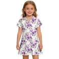 thumbnail image 1 of CCRFTGI Girls Dresses Polo Dress Size 10-12 Short Sleeve Uniform Casual Floral Print Pleated Flare Skater Polo Dresses Back To School Summer Button Collared Picque Polo Dress Purple 3-4 Years, 1 of 5
