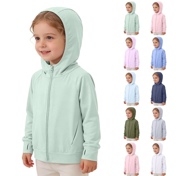 CCRFTGI Girls Jacket Size 6 Lightweight Sun Protection Zipper Long Sleeve Rash Guard Cover Up Hooded Cooling Shirt Summer Thin Coat Navy 7-8 Years