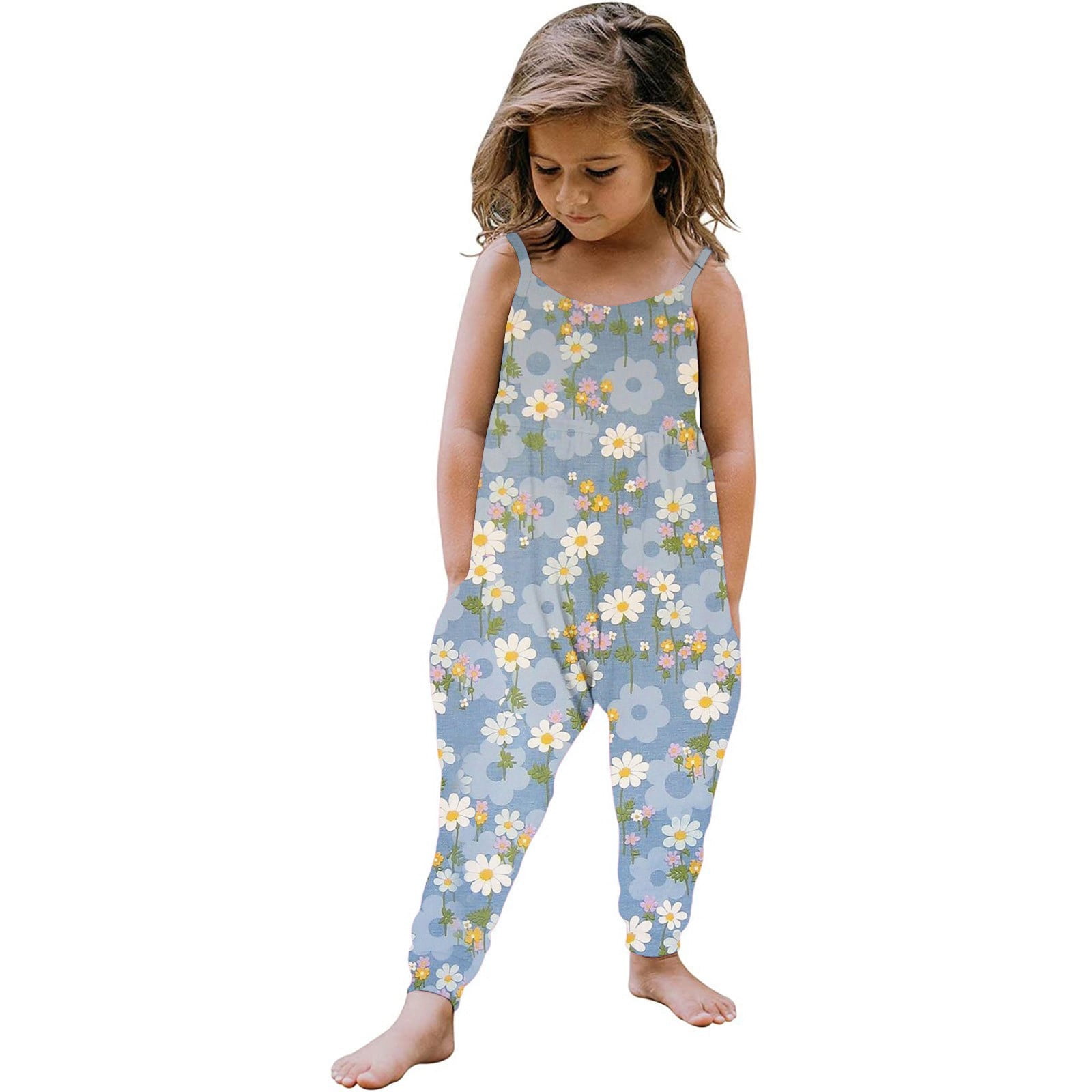 CCRFTGI Girls' Jumpsuits & Rompers Spaghetti Strap Rompers for Girls ...