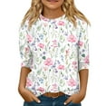 thumbnail image 1 of CCRFTGI Girls Light pink 3/4 Length Sleeve Shirt Trendy Girls Tops T-shirts Crew Neck Size 10-12 Cute Floral Printed Girls Tops Tween Girls Clothes Size Kids Spring Outfits 7-8 Years, 1 of 4