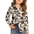 thumbnail image 1 of CCRFTGI Girls Long Sleeve Shirts for Child Size 10-12 Causal Back To School Button Down Collared Tops Formal Floral Print Dress Shirt Classic Fall School Uniform Blouse with Pocket Beige 9-10 Years, 1 of 4