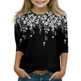 thumbnail image 1 of CCRFTGI Girls Outfits 14-16 Floral Print 3/4 Sleeve Tween Girls Tops Ropa Niña Crew Neck Shirts Spring Girls 10/12 Clothes Black 12-13 Years, 1 of 4