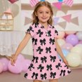 thumbnail image 1 of CCRFTGI Girls Polo Dress Size 6-7 Back To School Short Sleeve Uniform Casual Bow Print Pleated Flare Skater Polo Dresses Summer Button-Down Collar Picque Polo Dress Watermelon Red 11-12 Years, 1 of 5