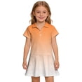 thumbnail image 1 of CCRFTGI Girls Polo Dress Size 6-7 Short Sleeve School Uniform Casual Gradient Pleated Flare Skater Polo Dresses Summer Button Collared Picque Polo Dress Orange 5-6 Years, 1 of 5