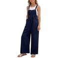 thumbnail image 1 of CCRFTGI Girls Rompers Size 6-7 Sleeveless Girls Jumpsuits Size 10-12 Summer Spaghetti Strap Overalls with Pockets Back To School Outfit Navy 7-8 Years, 1 of 4