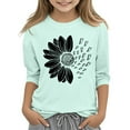 thumbnail image 1 of CCRFTGI Girls Shirts Size 7-8 Cute 3/4 Sleeve Tunic Blouse Summer Solid Sunflower Print Tee Shirts Fashion Soft Crew Neck Basic Tees Mint Green 10-11Y, 1 of 4