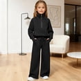 thumbnail image 1 of CCRFTGI Girls Sweat Suits 2 Piece Set Size 10-12 Casual Tracksuit Fashion Lounge Sets Soft Fall Winter Sweatshirt Sweatpant Tracksuit Sets Black 13-14Y, 1 of 7