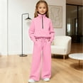 thumbnail image 1 of CCRFTGI Girls Sweat Suits Quarter Zip Size 7-8 Casual Outfits Trendy Lounge Sets Lightweight Spring Day Sweatshirt and Sweatpants Pink 9-10Y, 1 of 7