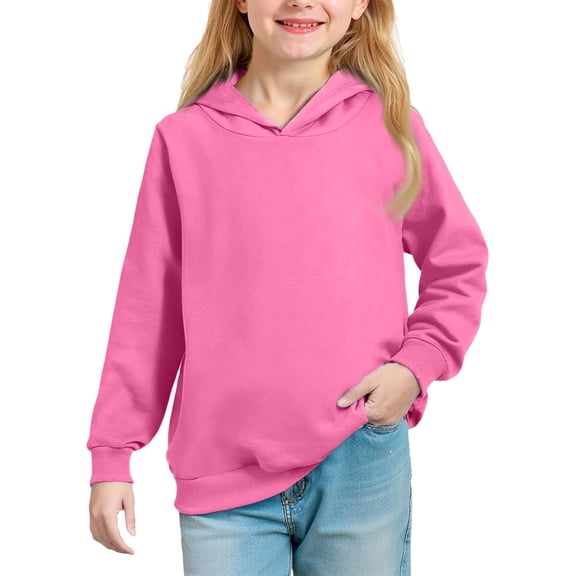 CCRFTGI Girls Sweatshirt Oversized Kids Tween Girls Hooded Sweatshirt Long Sleeve Comfy Soft Outfits Hot Pink 7-8Years