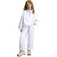 thumbnail image 1 of CCRFTGI Girls Sweatsuit Quarter Zip Size 13-14 Casual Outfits Holiday Clothing Set Athletic Fall Spring Sweatshirt and Sweatpants White 10Y, 1 of 3